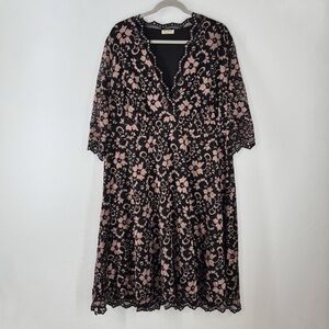 Kiyonna Floral Lace Dress Lined V-Neck Women’s Size 3X